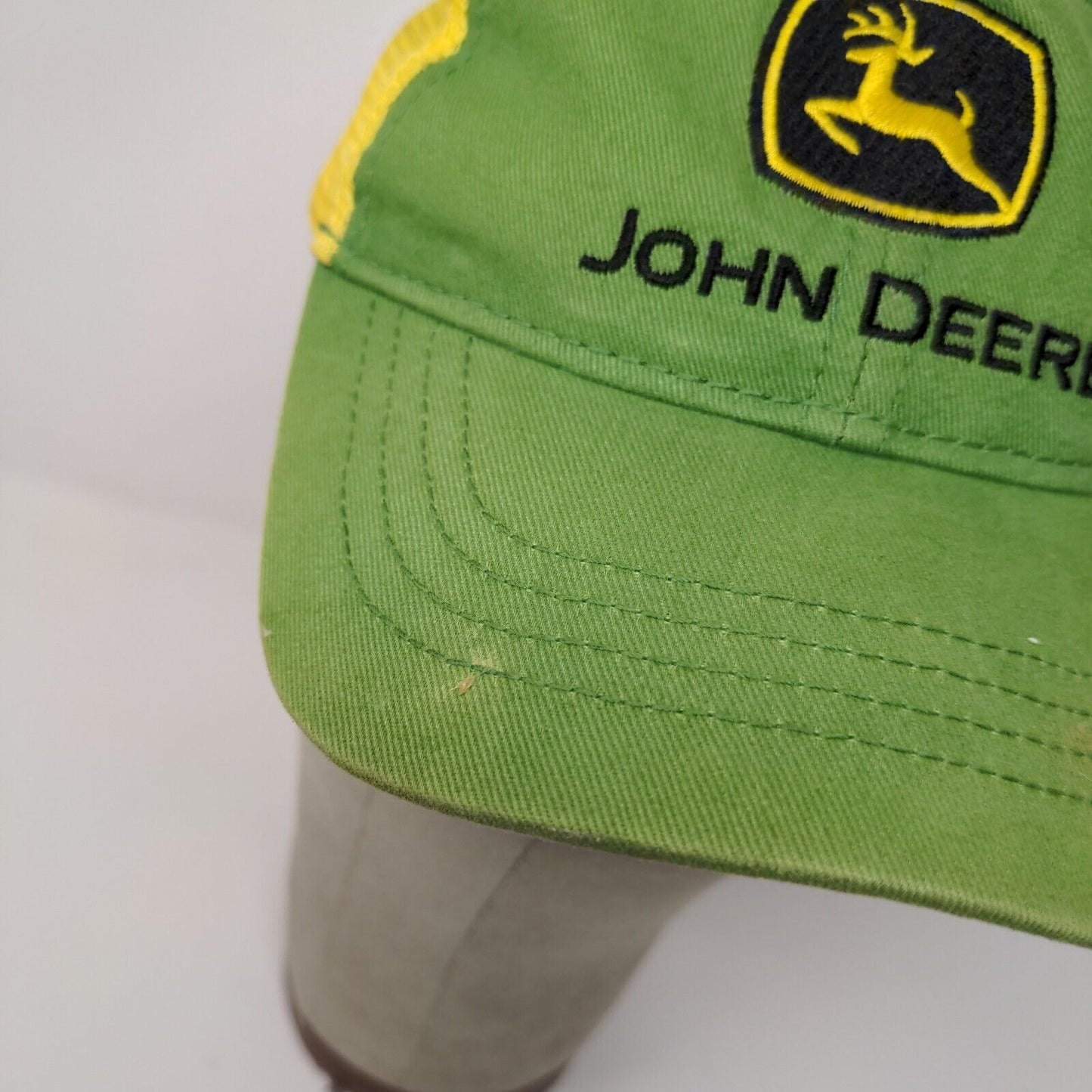 John Deere Toddler Snapback Mesh Back Hat One Size Green Yellow Embroidered Logo