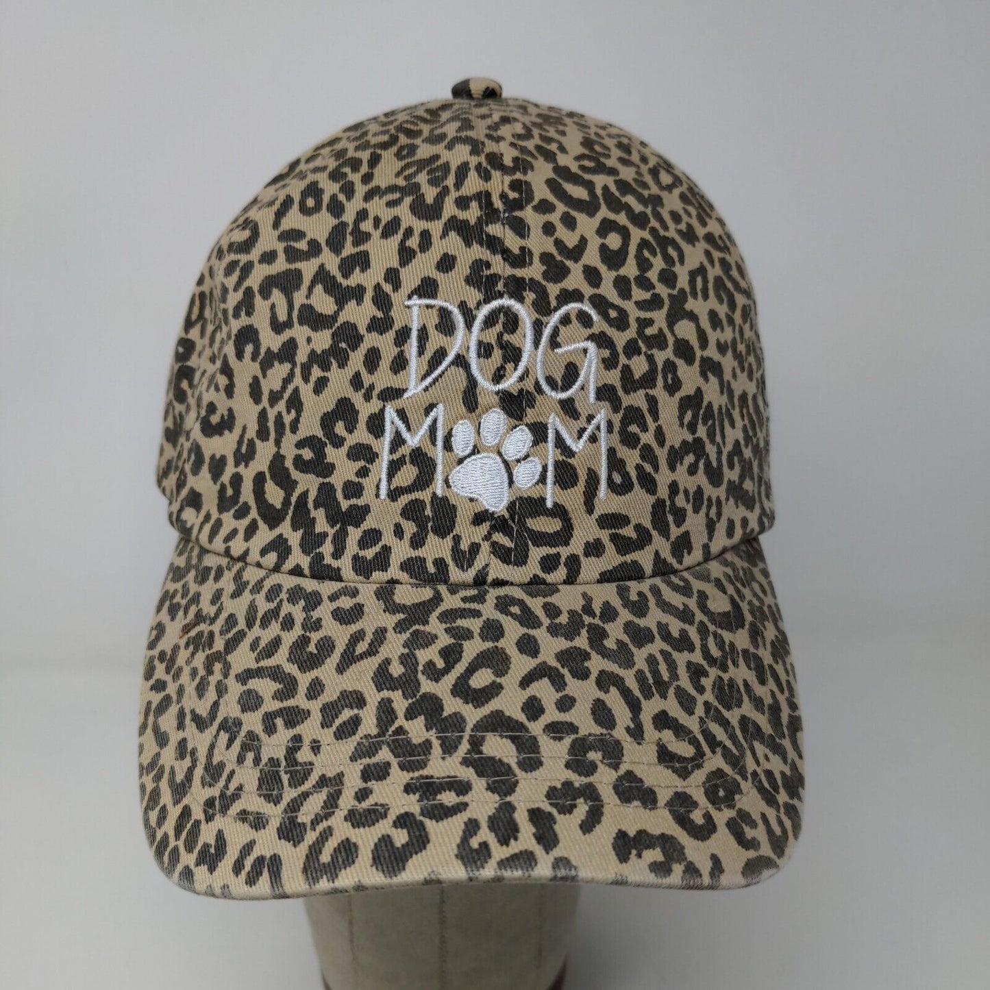 David and Young Womens Dog Mom Slideback Hat Leopard Print OSFM Embroidered