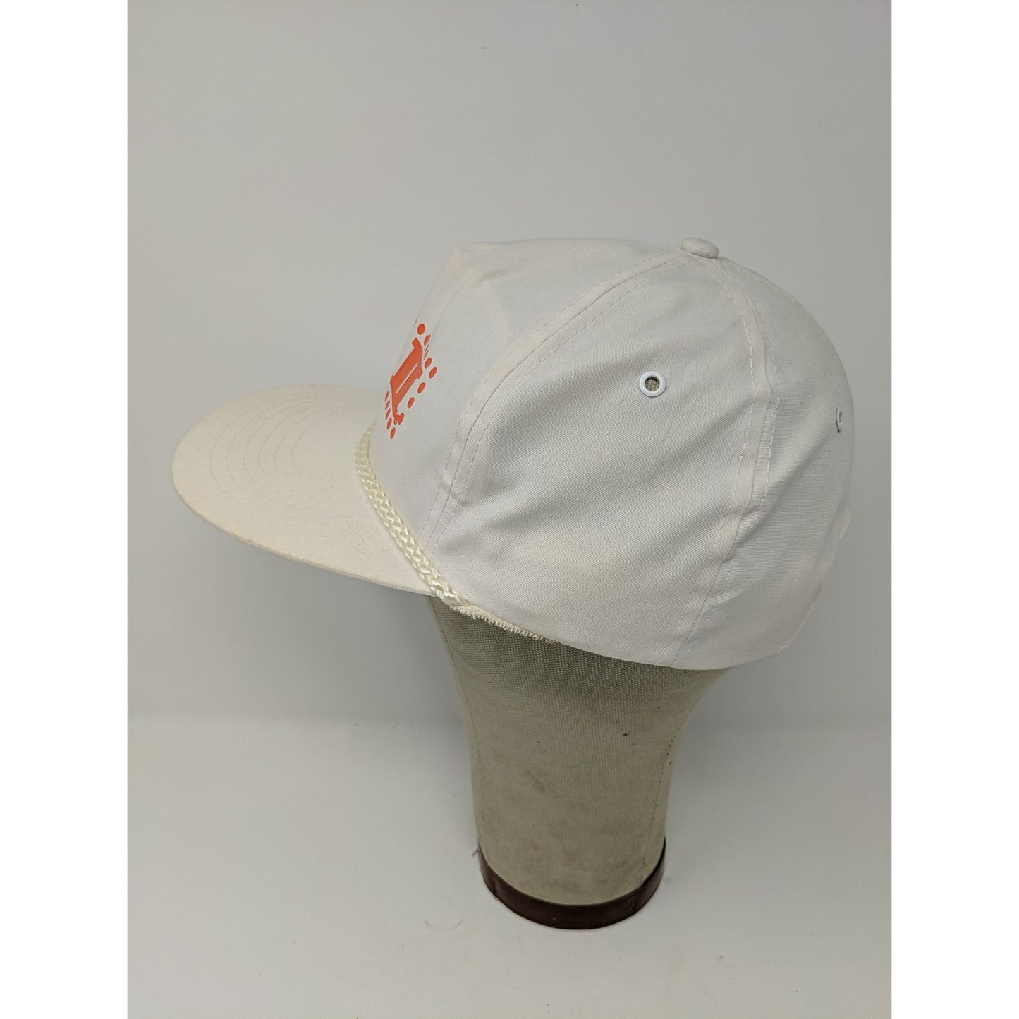 Act II Popcorn Hat White Snapback OSFA Hat Adjustable Spell Out Logo Cotton/Poly