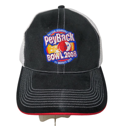 Peyton Manning PeyBack Bowl 2008 Hat Black White Embroidered Logo Mesh Back