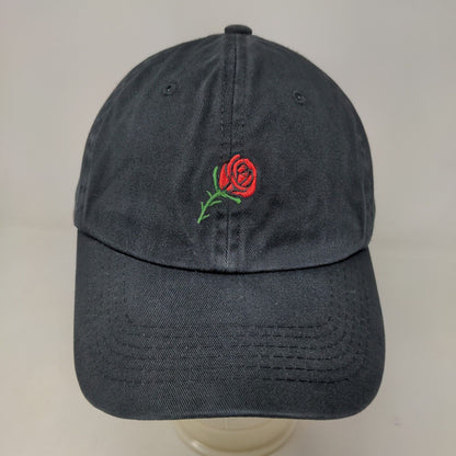 Unbranded Men's Slideback Hat Black Size OSFM Embroidered Rose Flower Logo