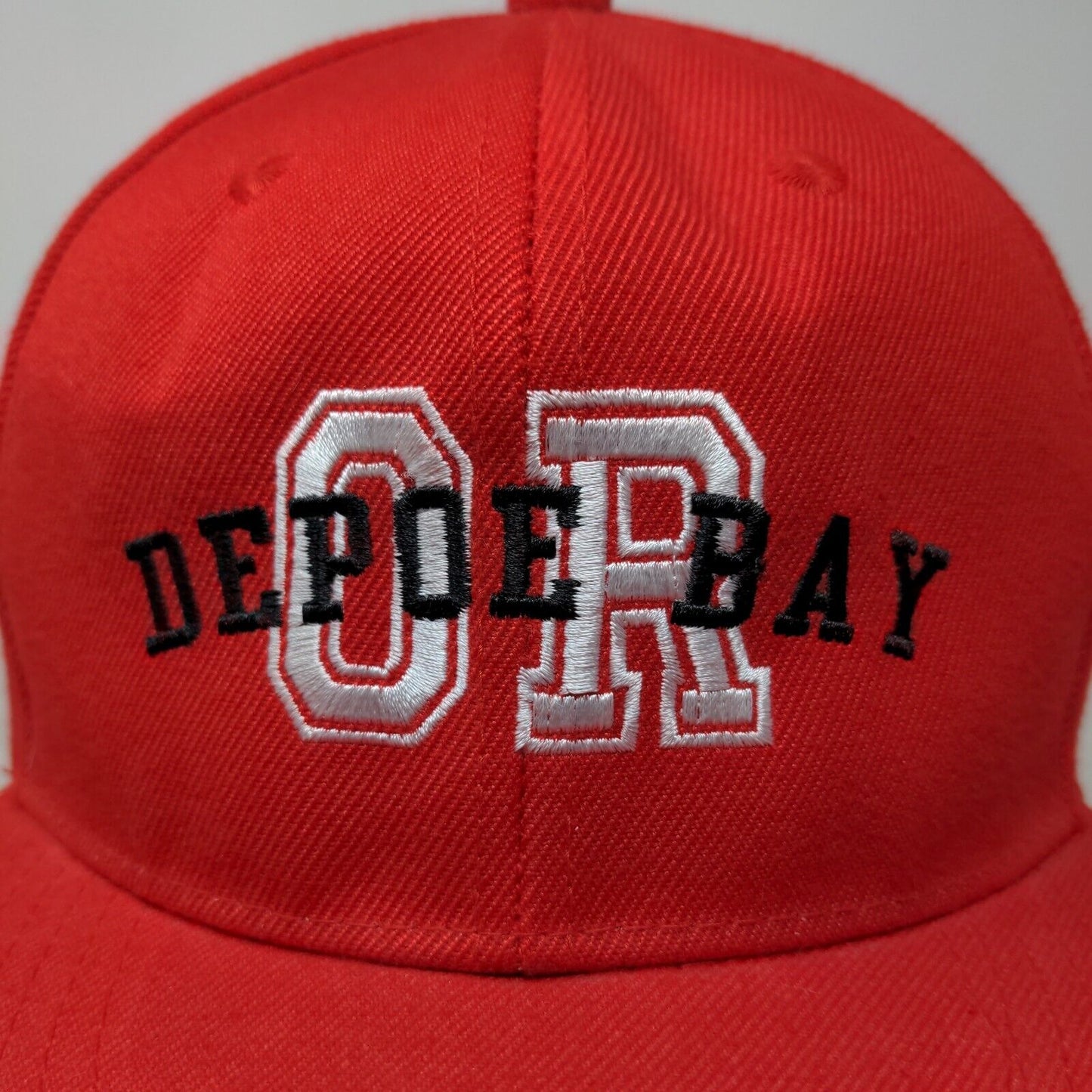 Unbranded Men's Snapback Hat Red Embroidered Logo Depoe Bay Oregon