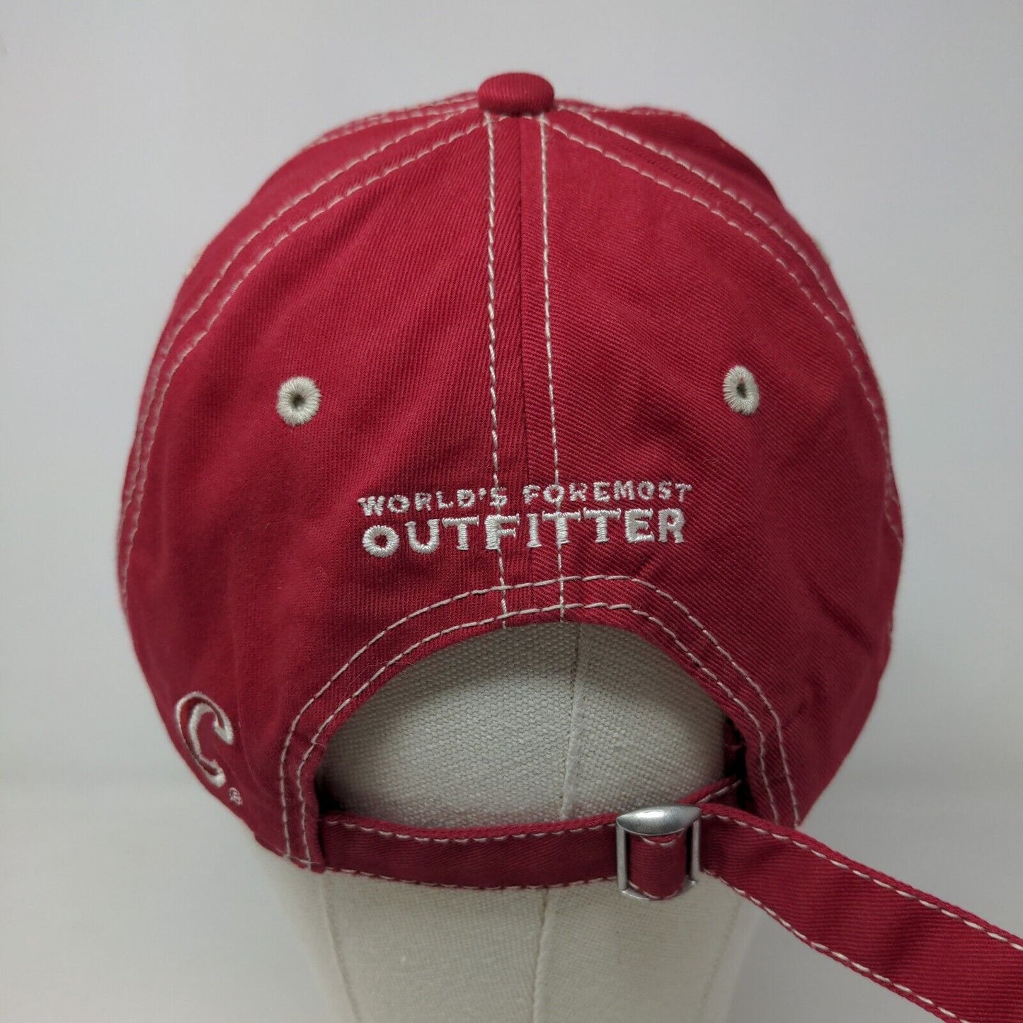 Cabela's Men's Slideback Hat Red OSFM Adjustable Embroidered Logo Spell Out