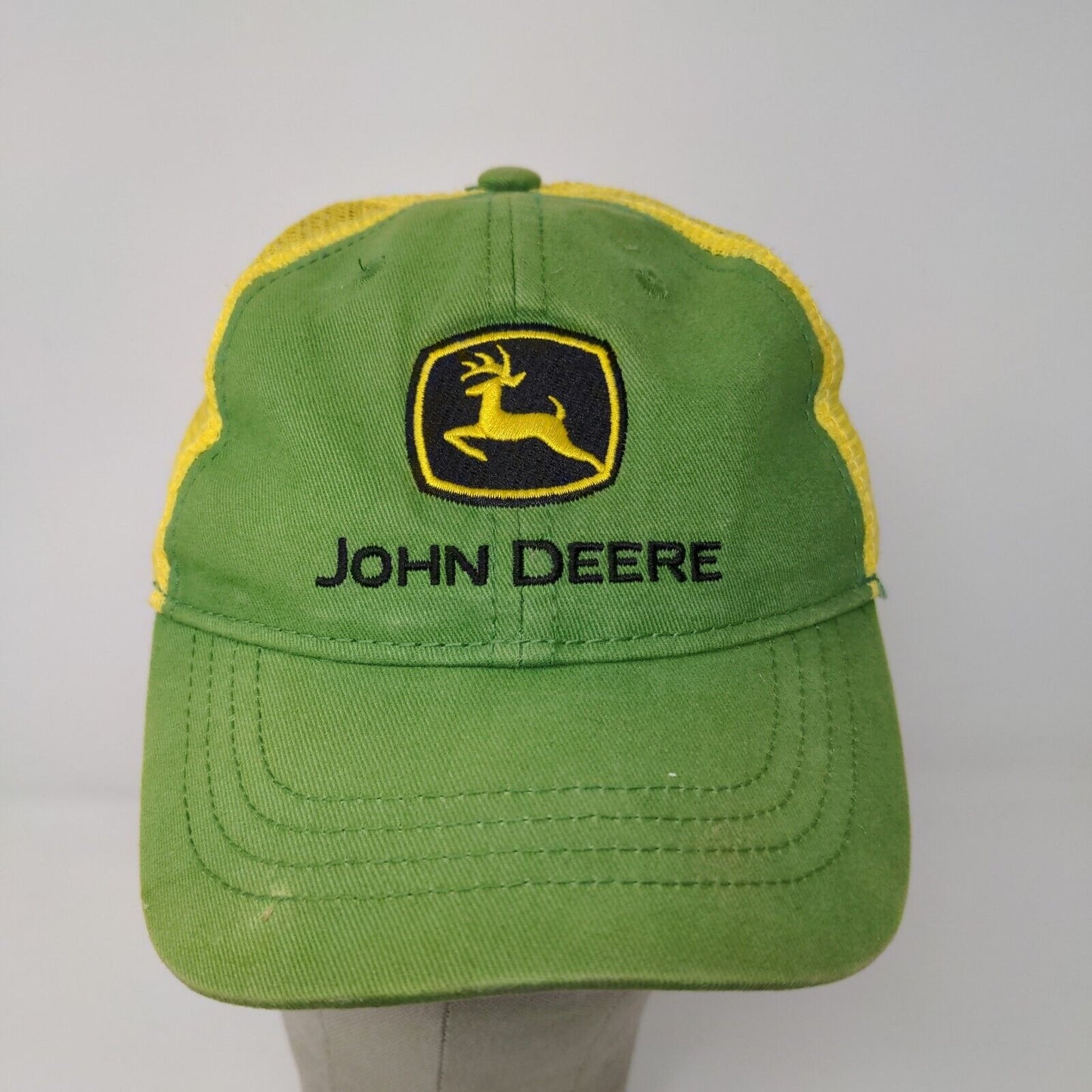 John Deere Toddler Snapback Mesh Back Hat One Size Green Yellow Embroidered Logo