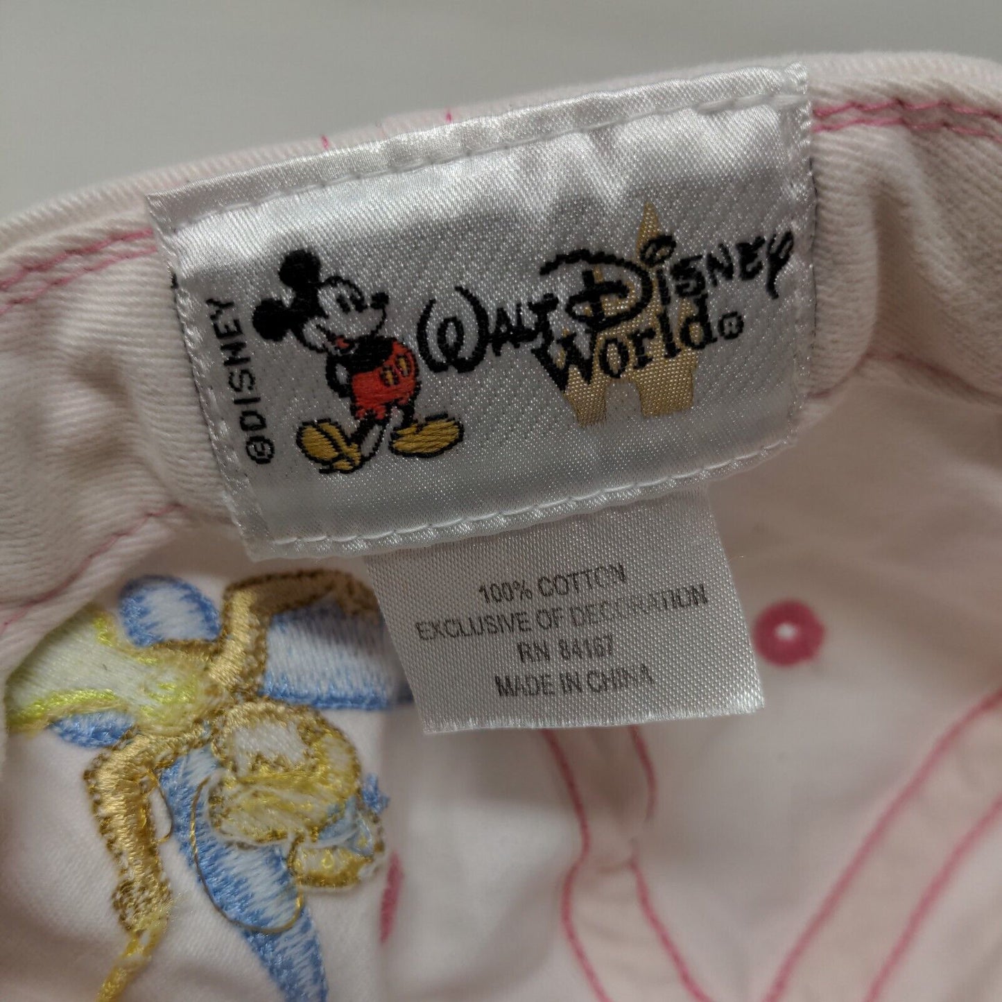 Walt Disney World Girls Strapback Hat Pink Embroidered Tinkerbell Rhinestones