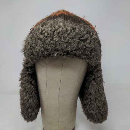 Unbranded Men's Knit Trapper Hat Fair Isle Brown One Size Ear Flaps Vegan Fur