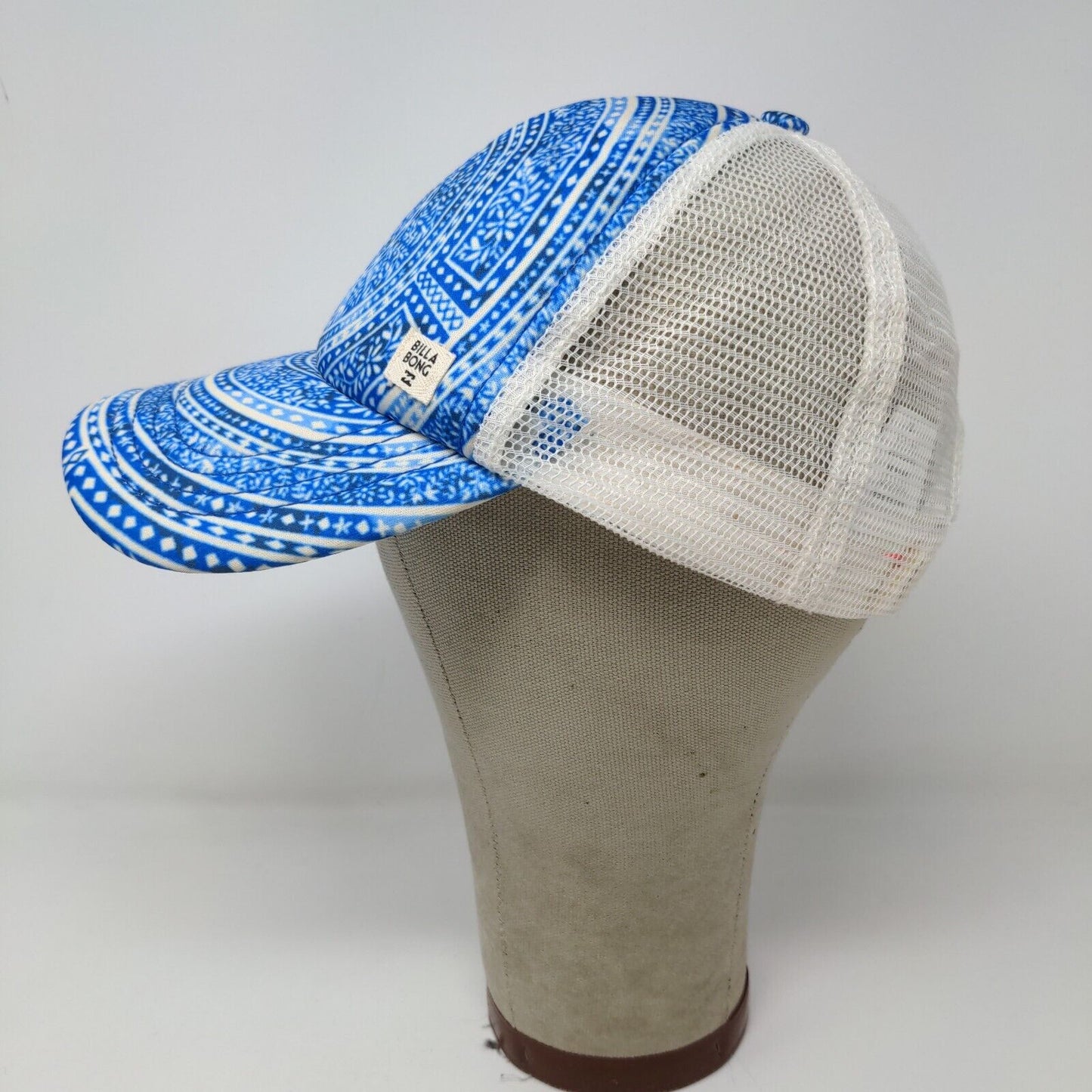 Billabong Men's Snapback Mesh Back Hat Blue White One Size Geometric Pattern
