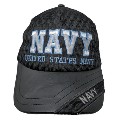 U.S. Navy Men's Strapback Hat Black OSFA Big Embroidered Logo Spell Out