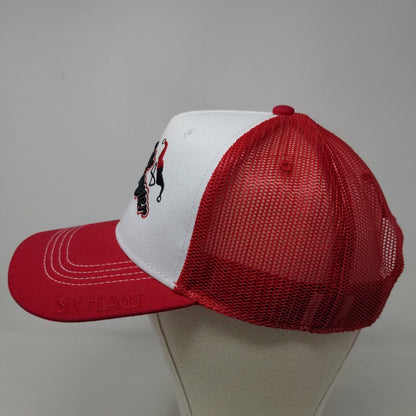 Six Flags Men's Suicide Squad Mesh Back Snapback Hat Red White Harley Quinn