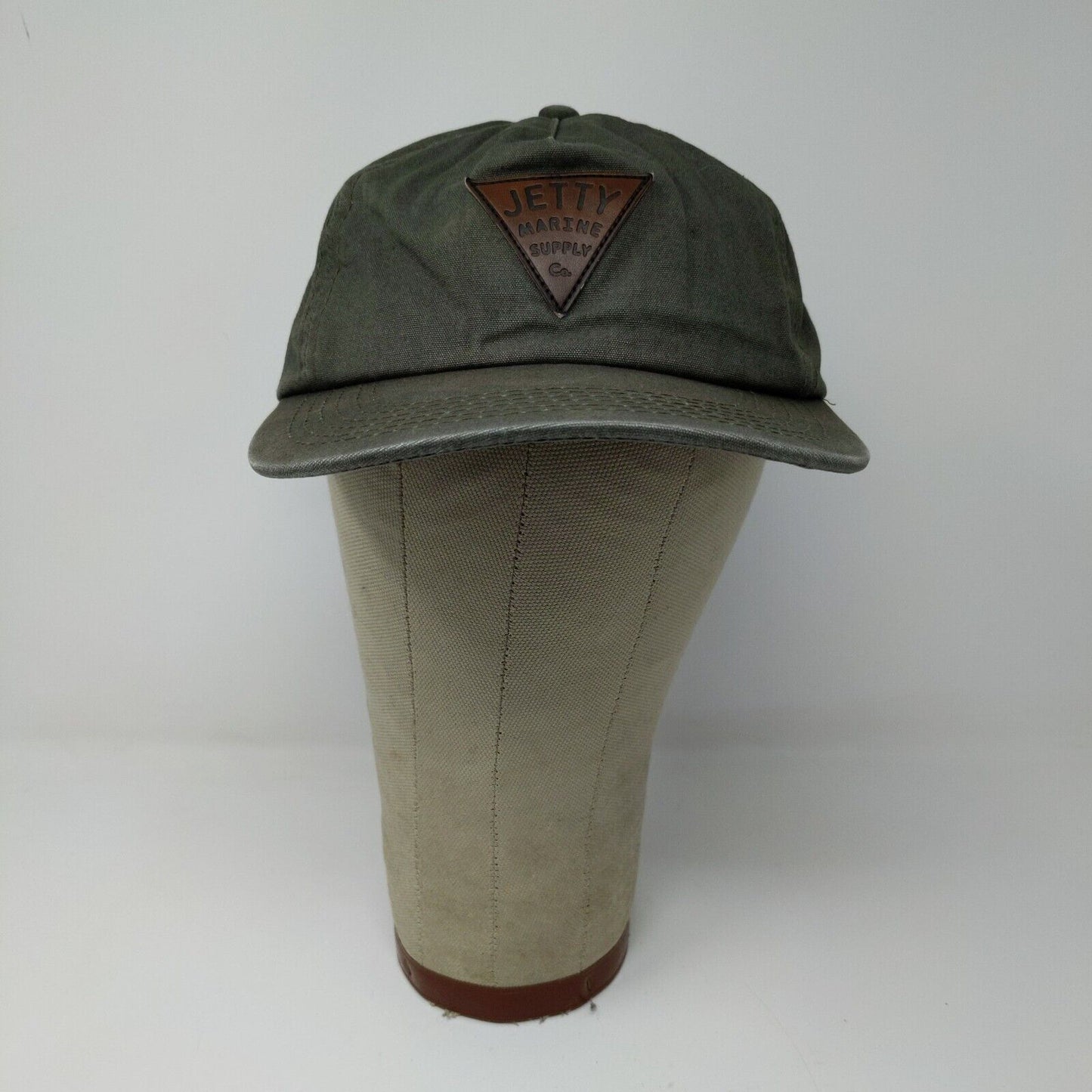 Jetty Life Marine Supply Olive Green Cap Hat Adjustable Leather Strap Buckle