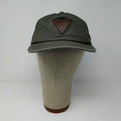 Jetty Life Marine Supply Olive Green Cap Hat Adjustable Leather Strap Buckle