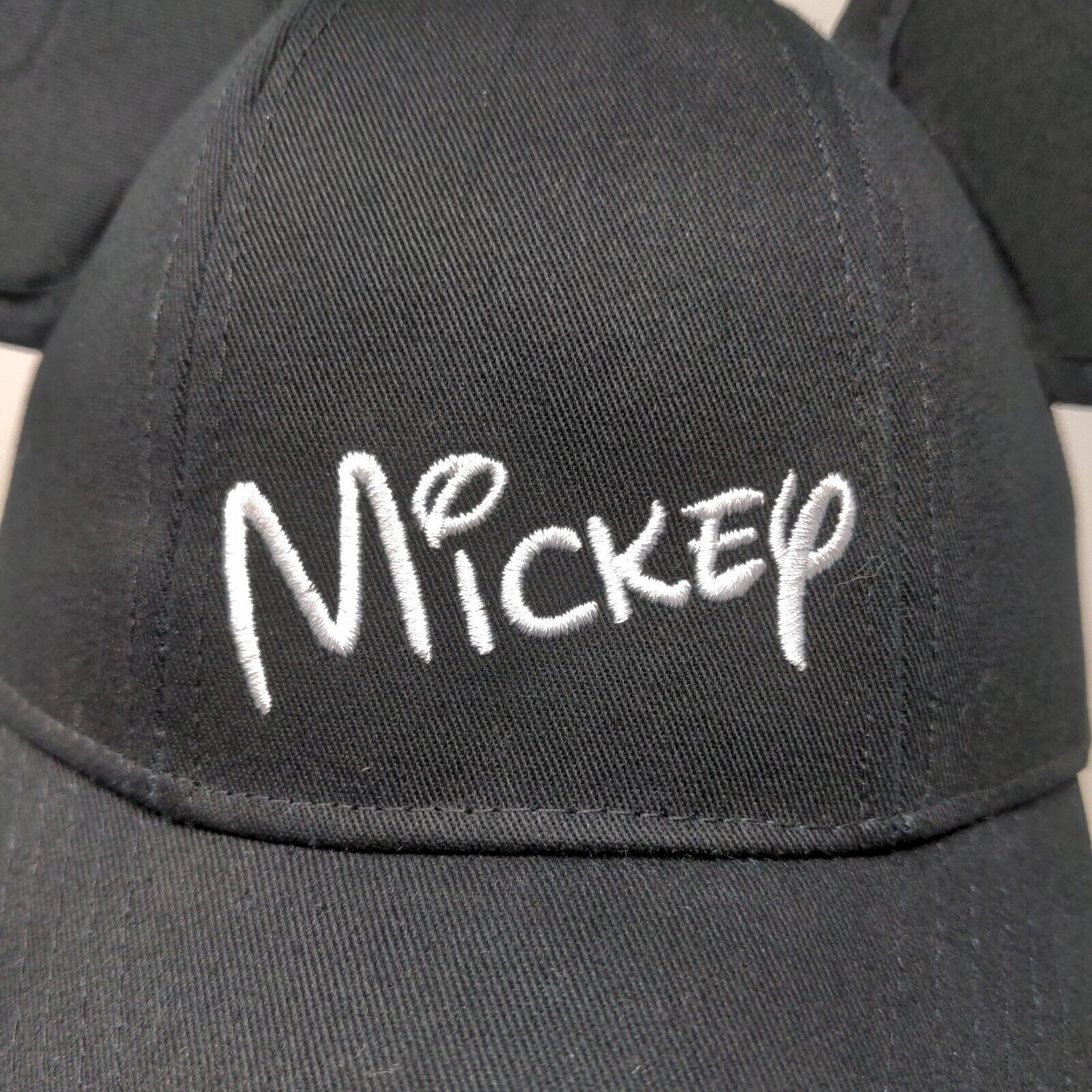 Disney Men's Snapback Mickey Ears Hat Black Adjustable 100% Cotton
