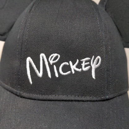 Disney Men's Snapback Mickey Ears Hat Black Adjustable 100% Cotton