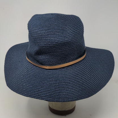 Banana Republic Womens Sun Hat Blue Size M/L Straw Polyester Blend Wide Brim