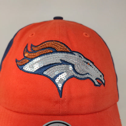 '47 Brand Womens NFL Denver Broncos Slideback Hat Orange Blue Sequin Bling