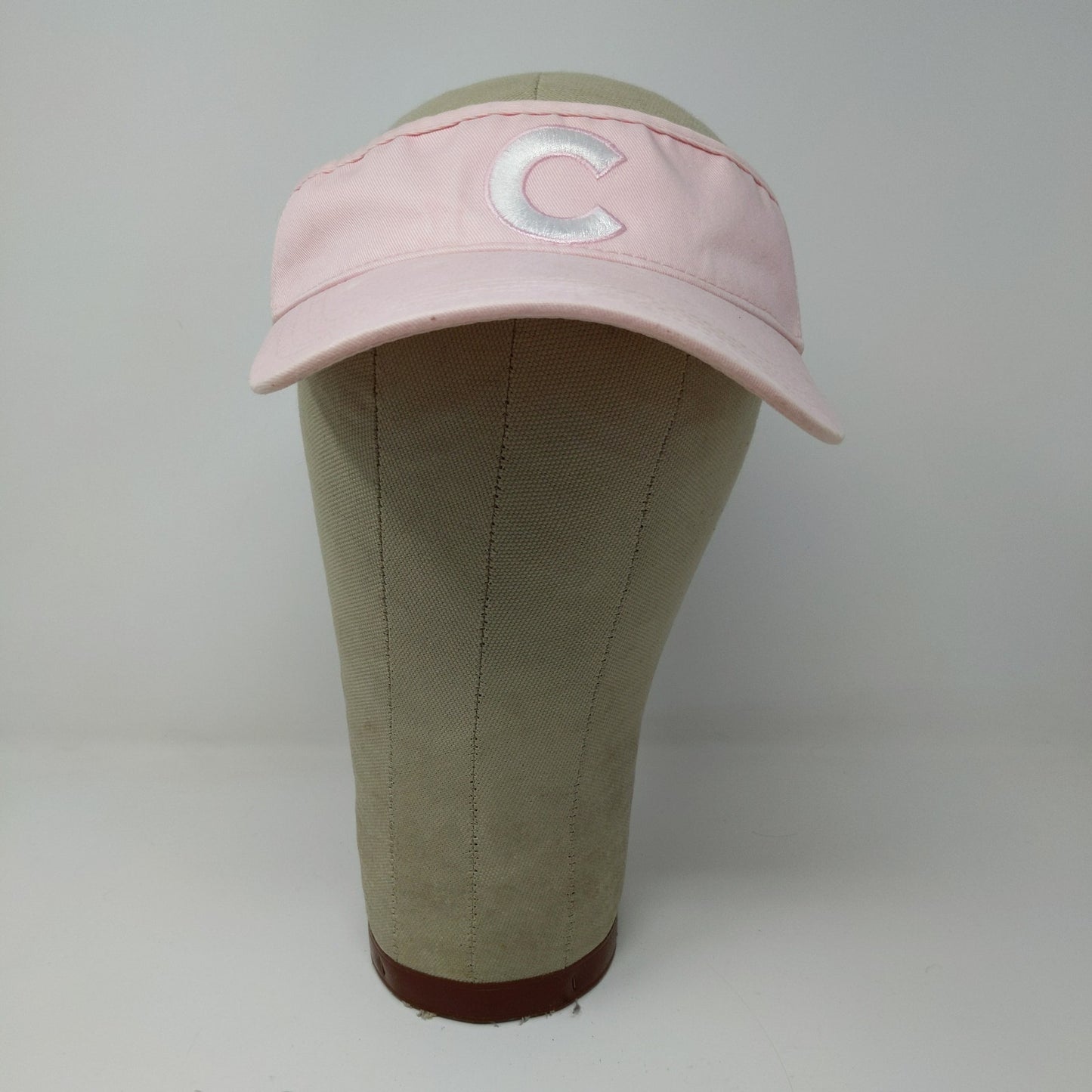 American Needle Strapback Sun Visor Hat Embroidered C Logo Pink