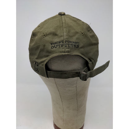 Cabelas Camo Slideback Hat OSFM Thick Embroidered Logo Cap Green Brown