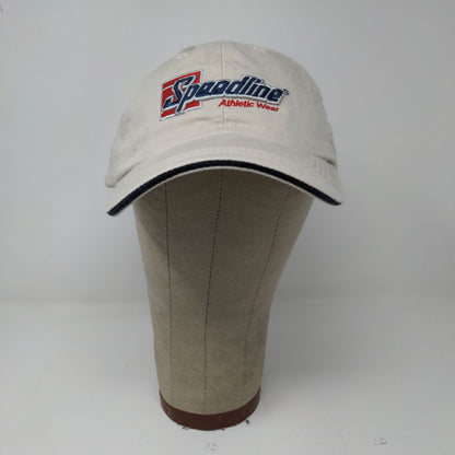 Speedline Athletic Wear Cream Strap Back Hat Cap Embroidered Logo Adjustable