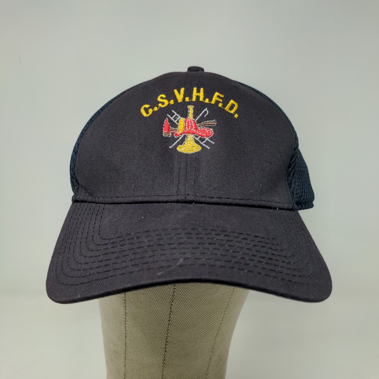 New Era Men's Fitted Hat Blue L/XL Mesh Back CSVH Fire Dept Embroidered Logo