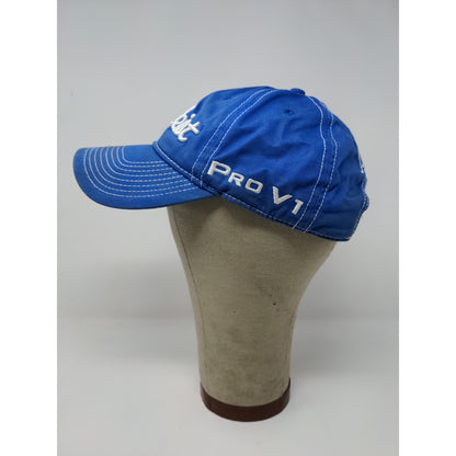 Titleist FJ Pro V1 Slideback Golf Hat Blue White Embroidered Spell Out Logo