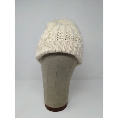 K Accessories Cable Knit Beanie Hat 100% Recycle Material Cream