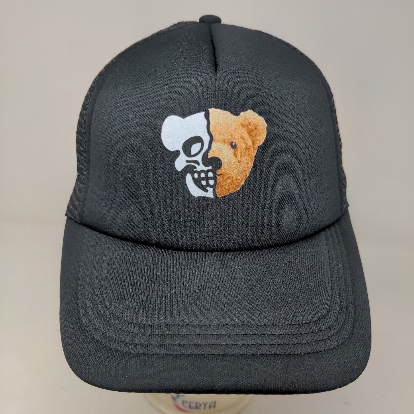 Unbranded Men's Snapback Mesh Back Hat Black Adjustable Skull Bear Graphic Logo