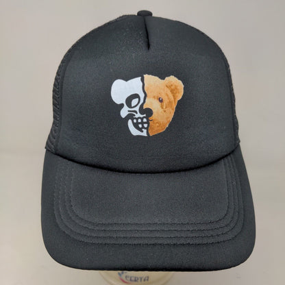 Unbranded Men's Snapback Mesh Back Hat Black Adjustable Skull Bear Graphic Logo