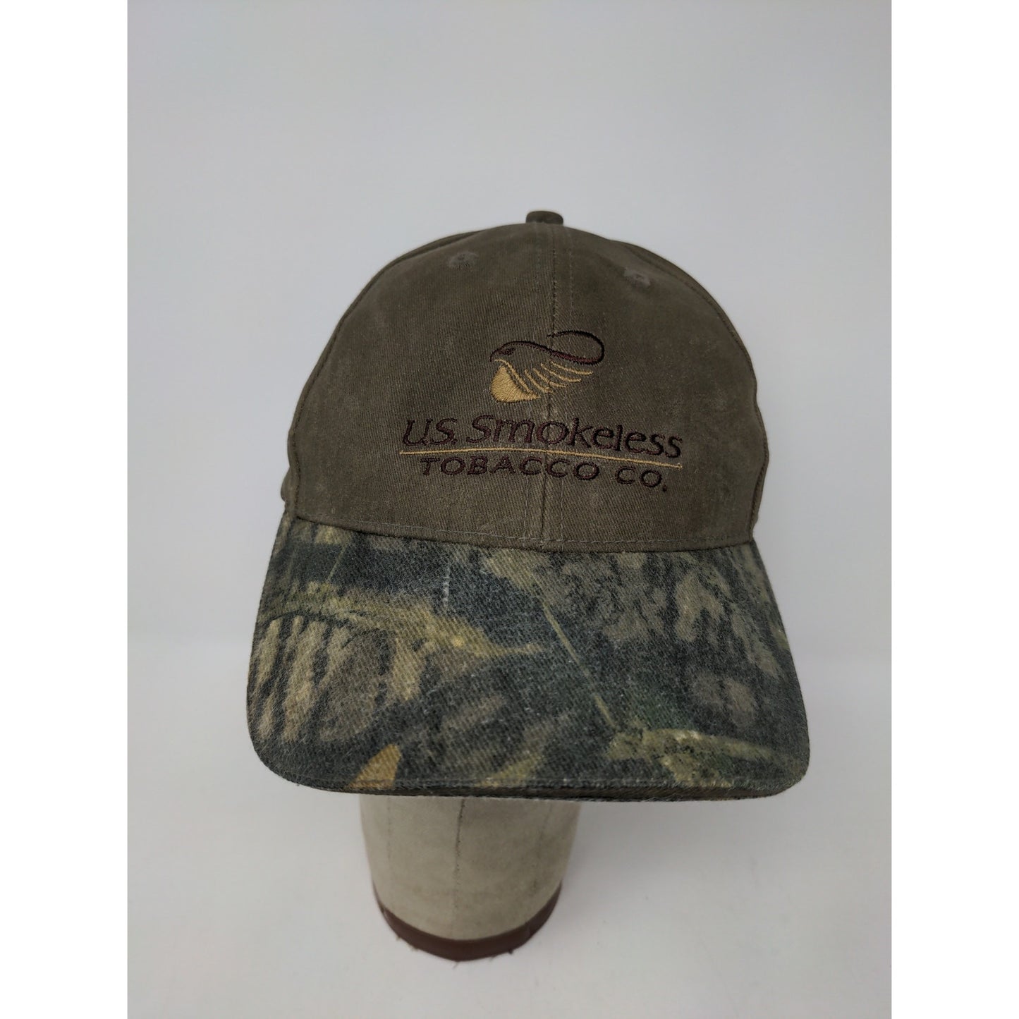 US Smokeless Tobacco Co Mossy Oak Camo Strapback Hat  Brown SEE DESC
