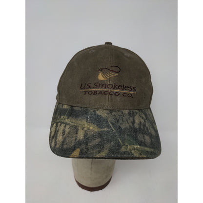 US Smokeless Tobacco Co Mossy Oak Camo Strapback Hat  Brown SEE DESC