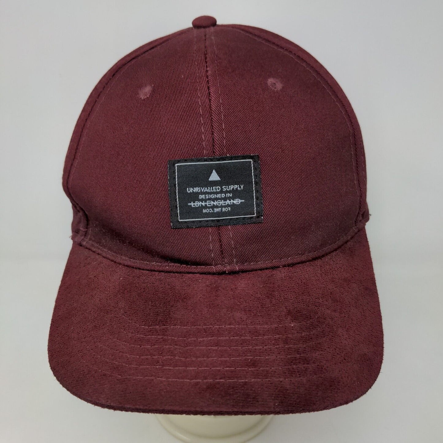 Unrivaled Supply Men's Snapback Hat Red Burgundy Patch Logo Vent Holes