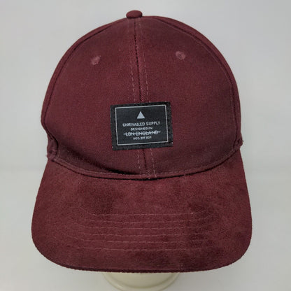 Unrivaled Supply Men's Snapback Hat Red Burgundy Patch Logo Vent Holes