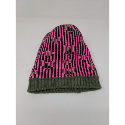 NOBO No Boundaries Beanie Hat Green Hearts Pom Pom One Size Logo