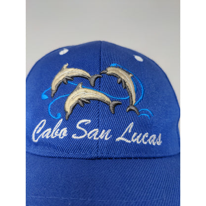 Cabo San Lucas Baja Mexico Strapback Hat Embroidered Dolphins Blue