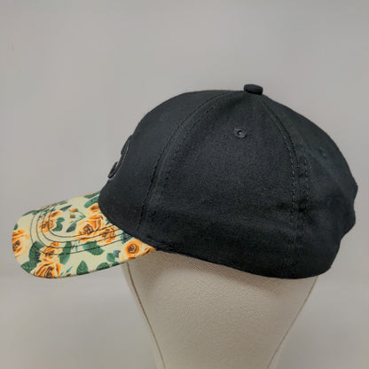 Six Flags Men's Slideback Hat Black Adjustable Floral Embroidered Logo