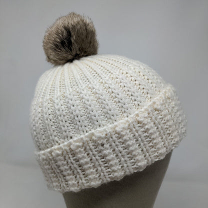 Banana Republic Women's Knit Beanie Hat Cream One Size Wool Alpaca Blend