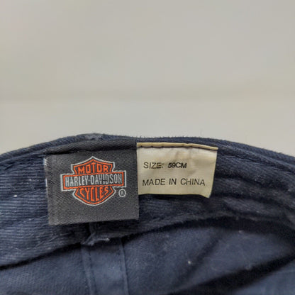 Harley Davidson Men's Fitted Hat Blue Size 59CM Embroidered Logo