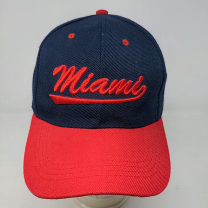 Unbranded Men's Strapback Hat Blue Red Embroidered Miami FL Logo