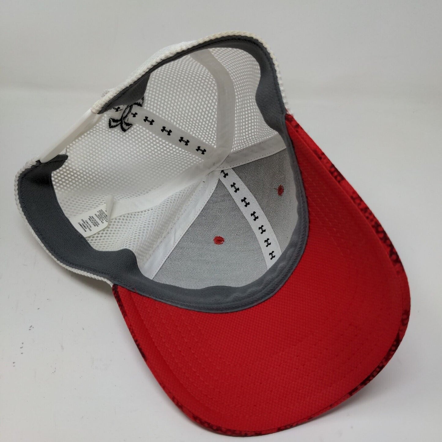 Under Armour Men's Mesh Back Snapback Hat Red White OSFA Embroidered Logo