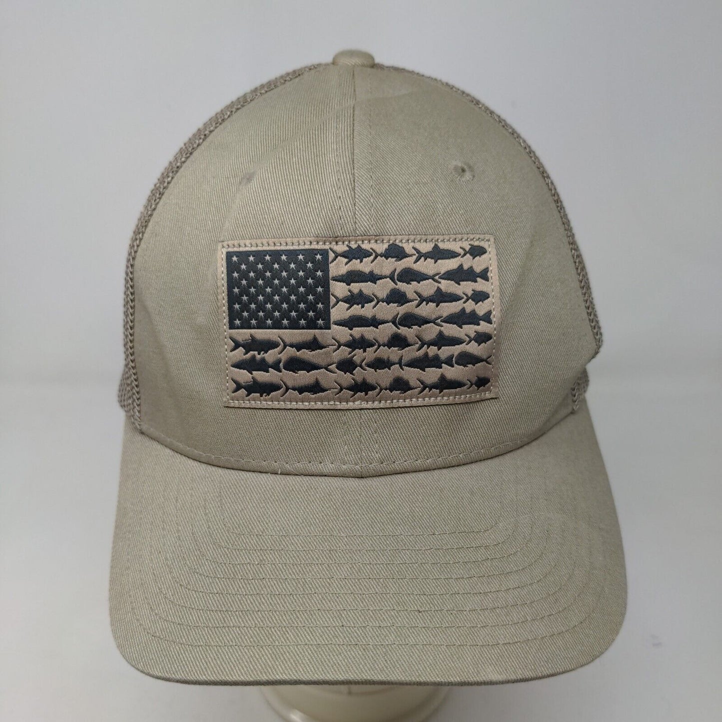 Columbia PFG Men's Fitted Hat Tan Size L/XL Embroidered Fish Flag Logo