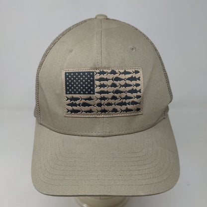 Columbia PFG Men's Fitted Hat Tan Size L/XL Embroidered Fish Flag Logo