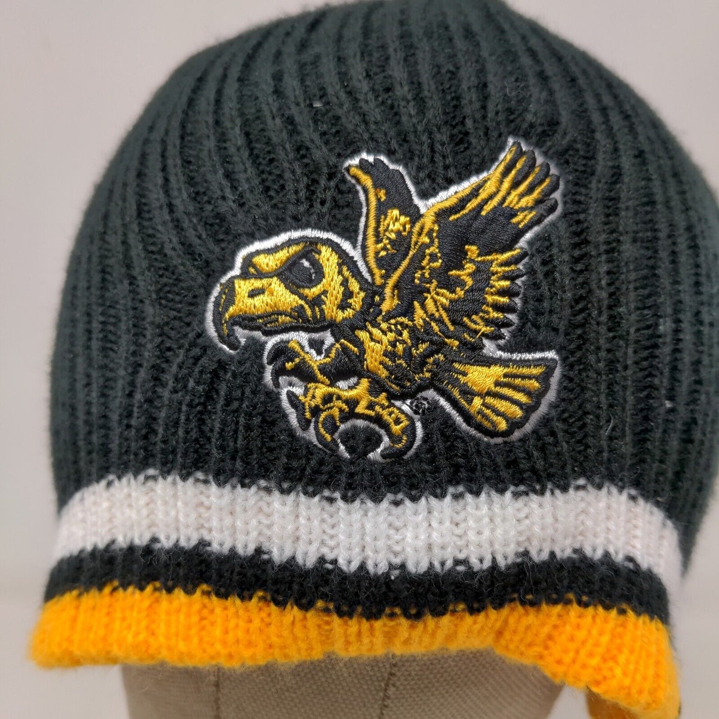 Franchise Club Iowa Hawkeyes Men's Knit Beanie Hat Black Embroidered Bird Logo