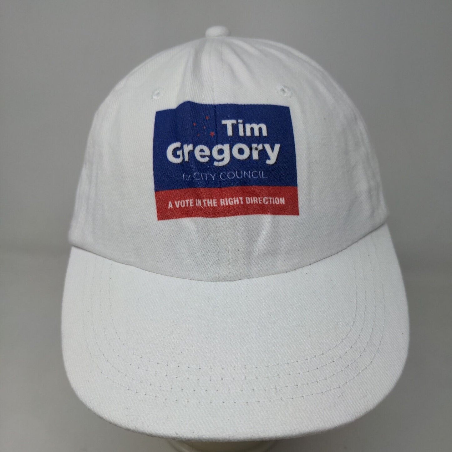 Tim Gregory Men's Slideback Hat White Adjustable Graphic Logo