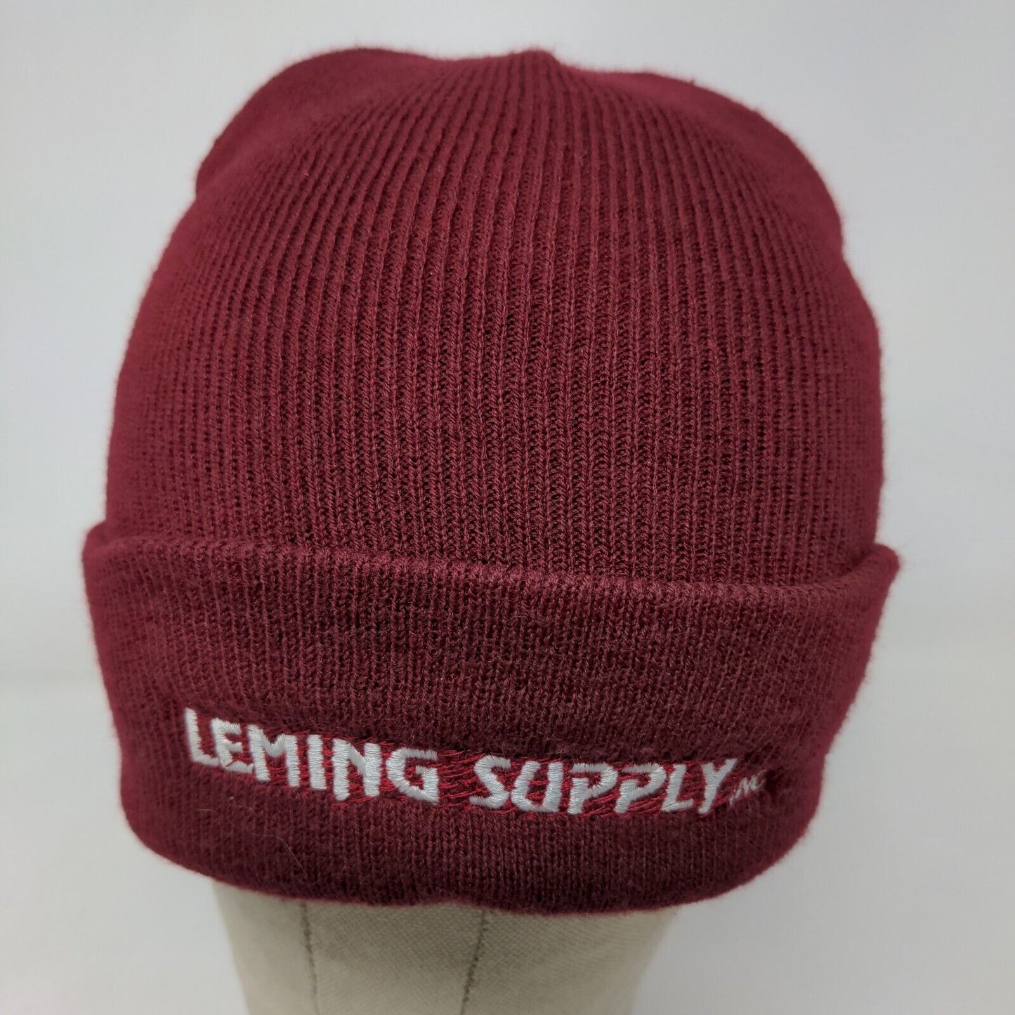 Leming Supply Men's Knit Beanie Hat Red OFSA Embroidered Logo