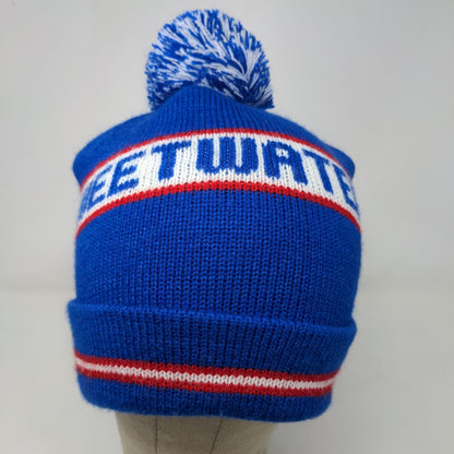 Cap America Men's Knit Beanie Hat Cap Blue Sweetwater Made in USA Pom Pom