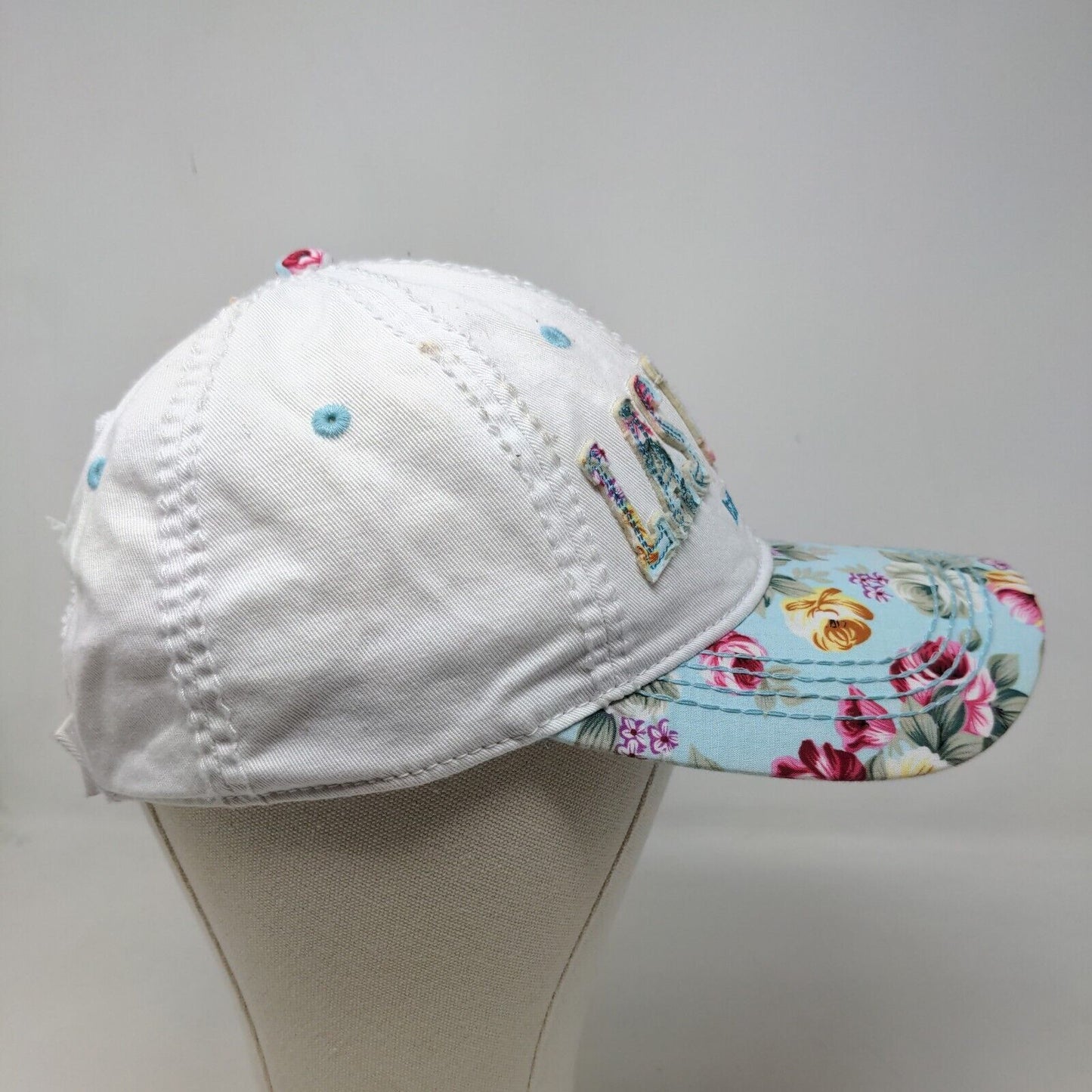 Robin Ruth Women's Strapback Hat White Blue Embroidered Las Vegas Logo