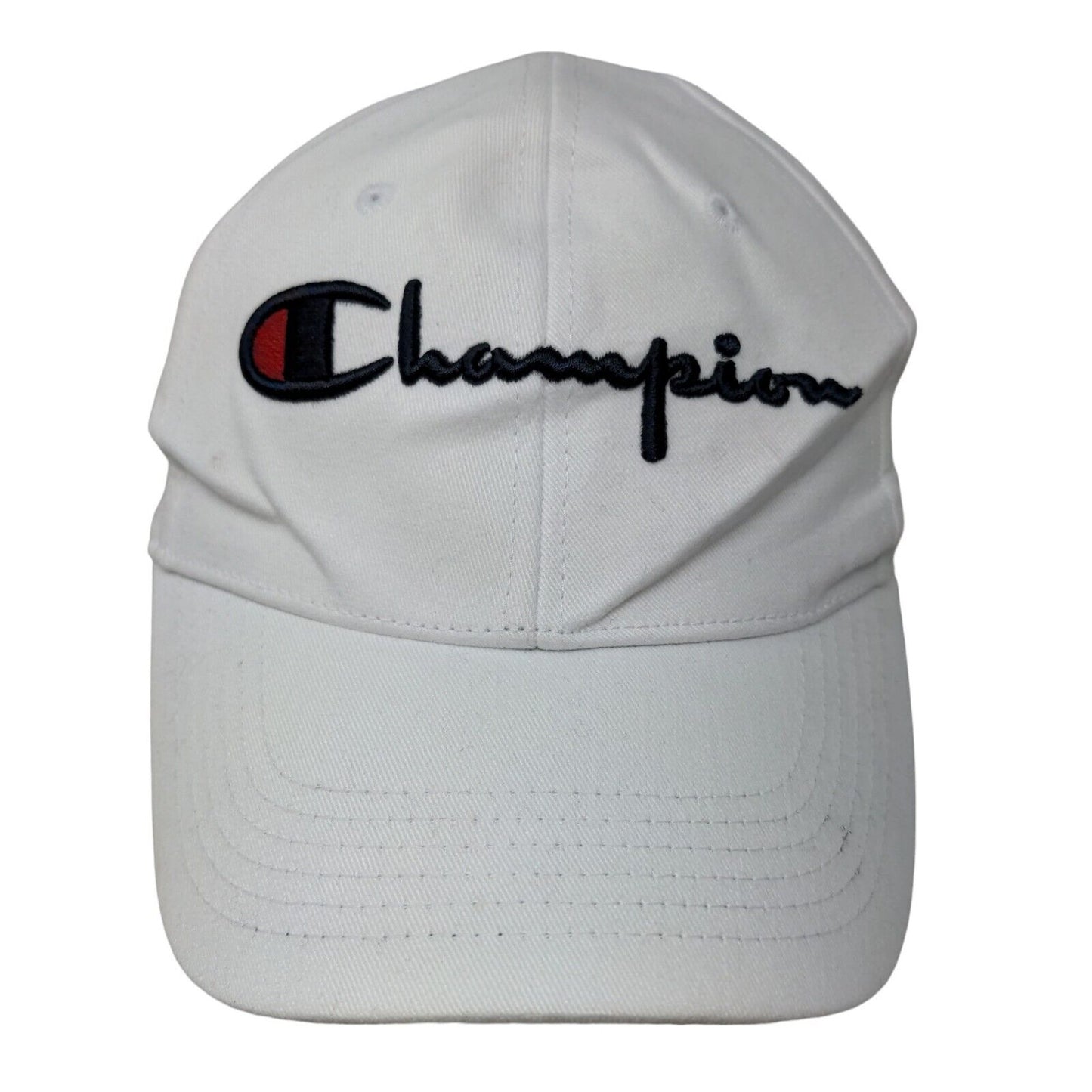 Champion Men's Slideback Hat White Size OSFM Embroidered Big Logo Cotton