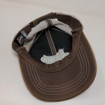 Justin Men's Strapback Mesh Back Hat Brown White Embroidered Logo