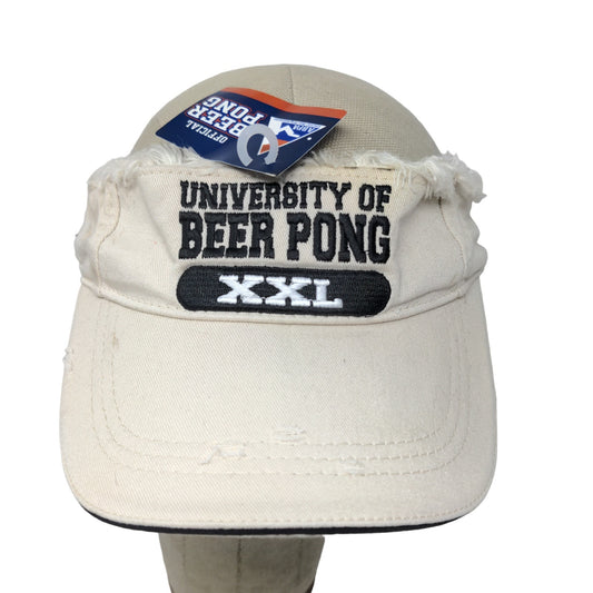 University of Beer Pong Men's Sun Visor Hat Cap Tan W/Tags Embroidered Logo