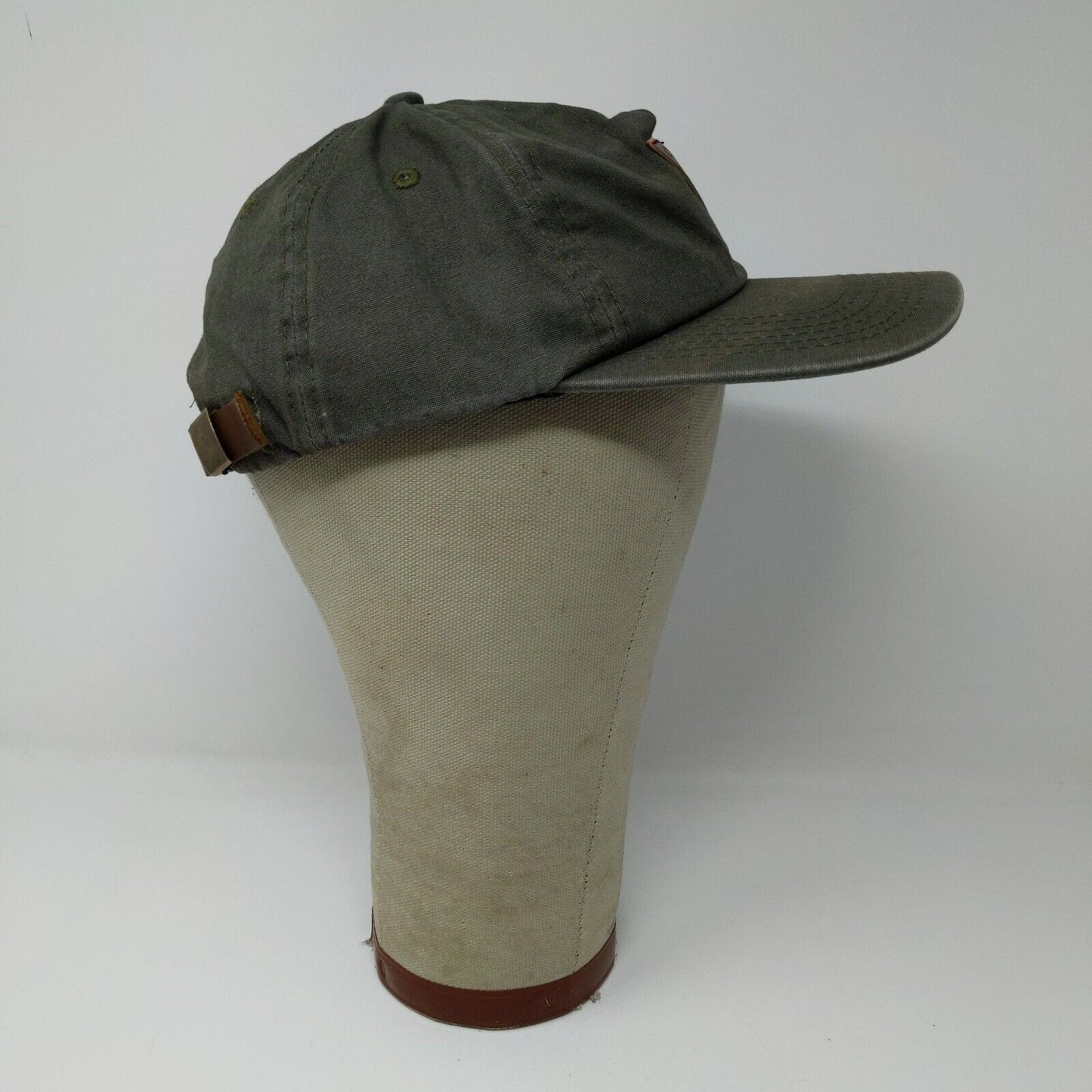 Jetty Life Marine Supply Olive Green Cap Hat Adjustable Leather Strap Buckle