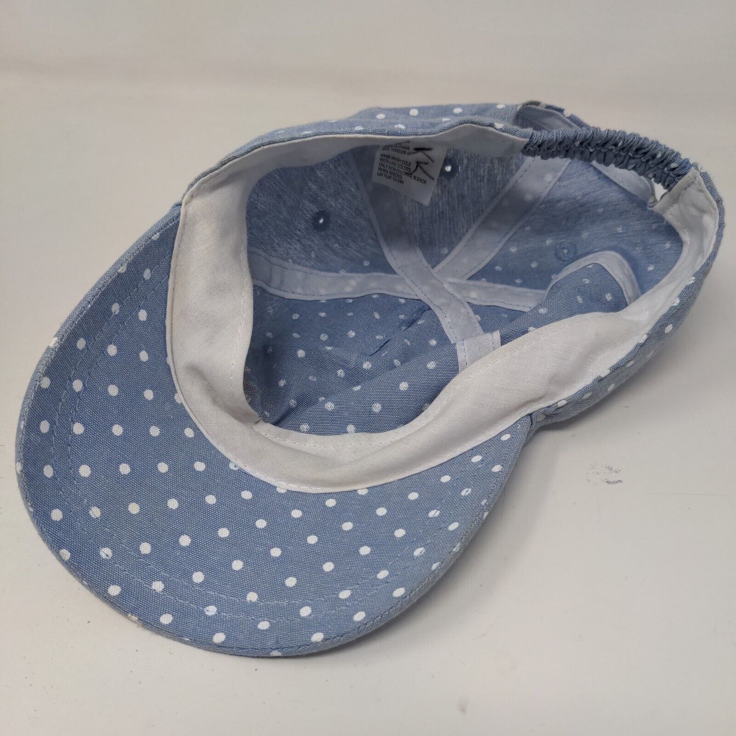 Unbranded Toddler Hat Blue Stretchy 100% Cotton Polka Dot Star Pattern
